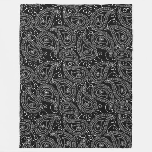 Schwarz-Weiß-elegantes Damask-Muster Fleecedecke (Vorderseite)