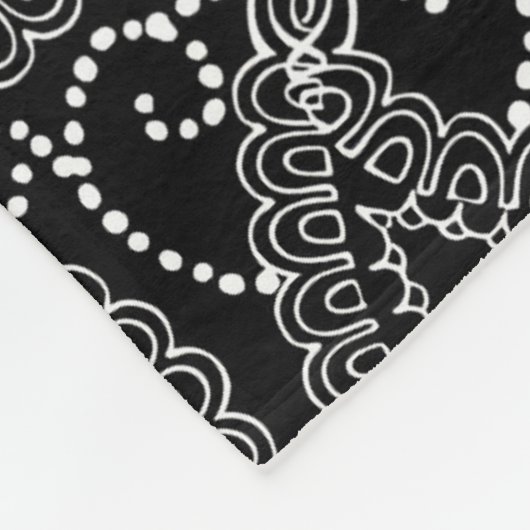 Schwarz-Weiß-elegantes Damask-Muster Fleecedecke (Ecke)