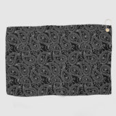 Schwarz-Weiß-elegantes Damask-Muster Golfhandtuch (Horizontal)