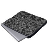 Schwarz-Weiß-elegantes Damask-Muster Laptopschutzhülle (Vorne Knopf)