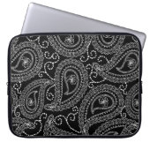 Schwarz-Weiß-elegantes Damask-Muster Laptopschutzhülle (Vorderseite)