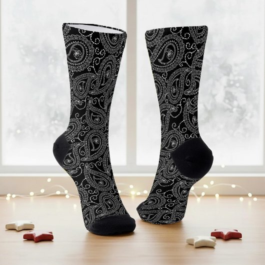 Schwarz-Weiß-elegantes Damask-Muster Socken
