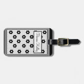 Schwarz-Weiß-Elegantes Fliesendesign Gepäckanhänger (Vorderseite horizontal)