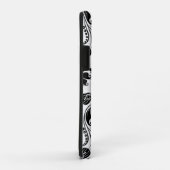 Schwarz-Weiß-elegantes, florales Damaskus-Muster Case-Mate iPhone Hülle (Hinten/Rechts)