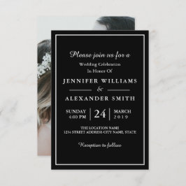 Schwarz-Weiß-Elegantes Foto Einladung zur Hochzeit