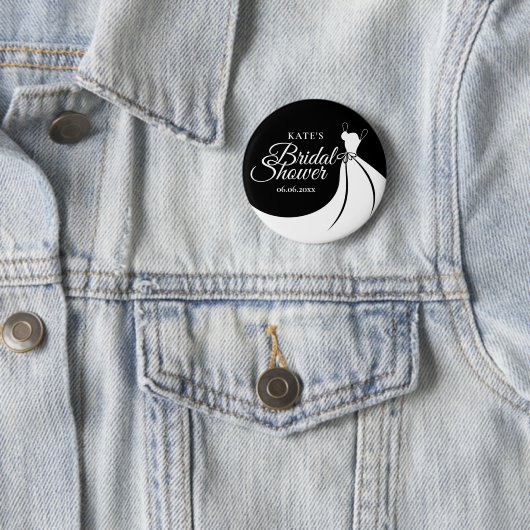 Schwarz-Weiß-Elegantes Gown-Brautparty Button (Beispiel)