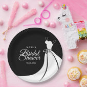 Schwarz-Weiß-Elegantes Gown-Brautparty Pappteller (Party)