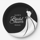 Schwarz-Weiß-Elegantes Gown-Brautparty Pappteller (Vorderseite)