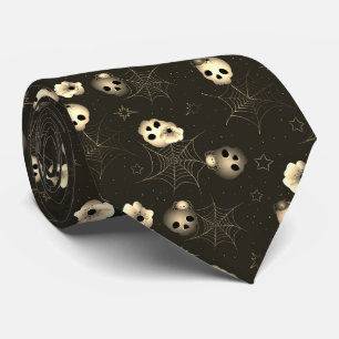 Schwarz-Weiß-elegantes Halloween-Muster Krawatte