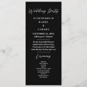 Schwarz-Weiß-Elegantes Hochzeitsprogramm Party Programm (Vorderseite)