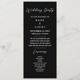 Schwarz-Weiß-Elegantes Hochzeitsprogramm Party Programm