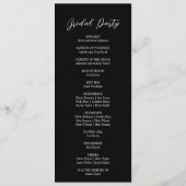 Schwarz-Weiß-Elegantes Hochzeitsprogramm Party Programm (Rückseite)