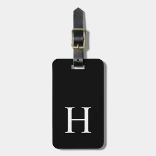 Schwarz-Weiß Elegantes Modernes Monogramm Gepäckanhänger