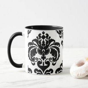 Schwarz-Weiß-elegantes, schicke Damaskusmuster Tasse