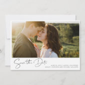 Schwarz & Weiß, elegantes Script 2 - Foto Save the Save The Date (Vorderseite)