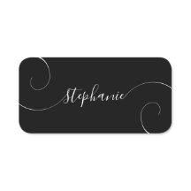 Schwarz-Weiß-elegantes Script Curly