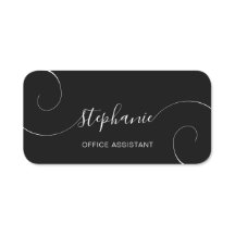 Schwarz-Weiß-Elegantes Skript Curly Job Titel