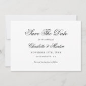 Schwarz-Weiß-Elegantes Skript Einfache Hochzeit Save The Date (Vorderseite)