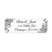 Schwarz-Weiß-Elegantes Skript gibt Labels zurück (Vorne)