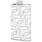 Schwarz-Weiß-Elegantes trendy geometrisches Muster Flachmann (Links)