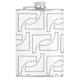 Schwarz-Weiß-Elegantes trendy geometrisches Muster Flachmann