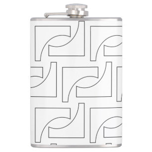 Schwarz-Weiß-Elegantes trendy geometrisches Muster Flachmann