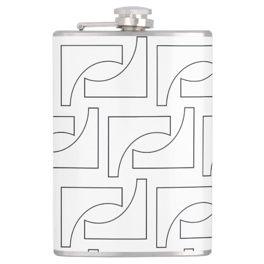 Schwarz-Weiß-Elegantes trendy geometrisches Muster Flachmann (Vorderseite)