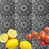 Schwarz-Weiß-elegantes Vintages Damasketmuster Fliese