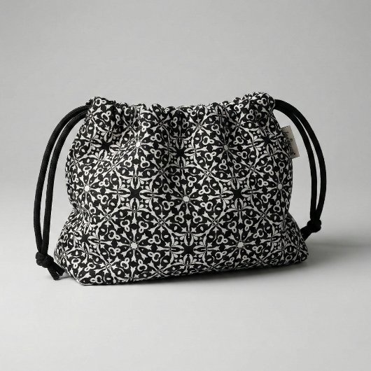 Schwarz-Weiß-elegantes Vintages Damasketmuster Stoff