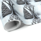 Schwarz-Weiß-elegantes Weihnachtsbaummuster Geschenkpapier (Rolleneckpunkt)