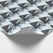 Schwarz-Weiß-elegantes Weihnachtsbaummuster Geschenkpapier (Ecke)