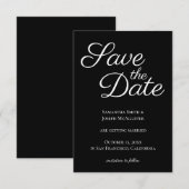 Schwarz-Weiß-Elegantkalligraphie Save the Date Einladung (Vorne/Hinten)