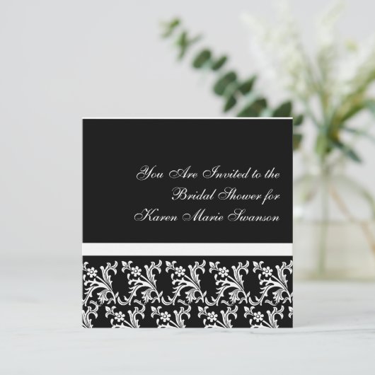 Schwarz-Weiß-Eleganz Einladung (Stehend Vorderseite)