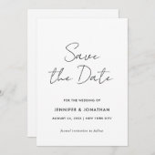 Schwarz-Weiß-Eleganz Modernes Template Minimalisti Save The Date (Vorne/Hinten)