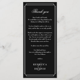 Schwarz-Weiß-Empfang Danke Platzkarte Menükarte