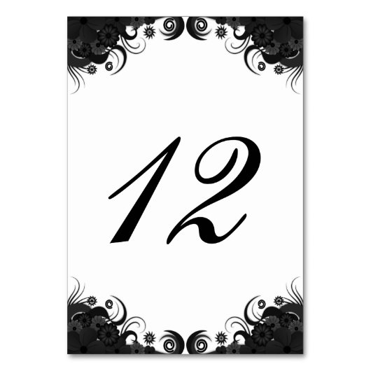 Schwarz-Weiß-Empfang-Tischnummer Tischnummer (Vorderseite)