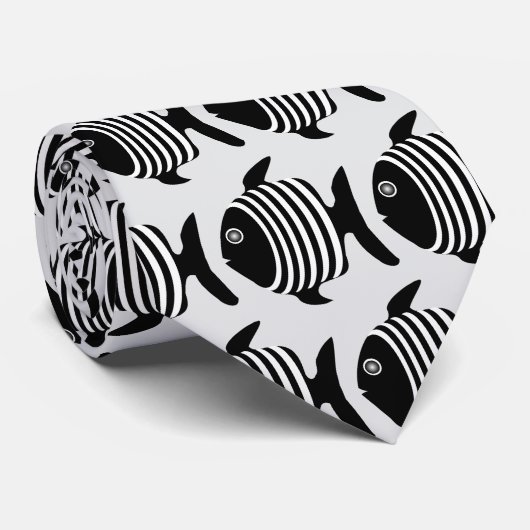 Schwarz-Weiß-Engelfisch-Design Krawatte (Gerollt)