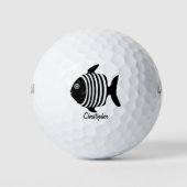 Schwarz-Weiß-Engelfisch-Design personalisiert Golfball (Vorderseite)