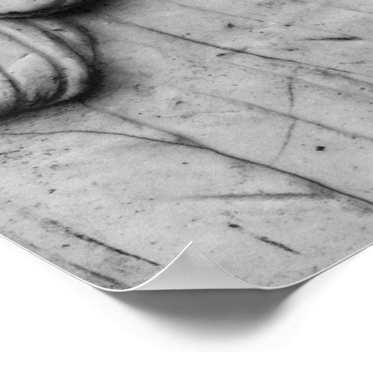 Schwarz-Weiß-Engelstatue im Friedhof Póster Poster (Ecke)