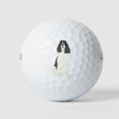 Schwarz-Weiß-Englisch Springer Spanisch Golfball (Vorderseite)