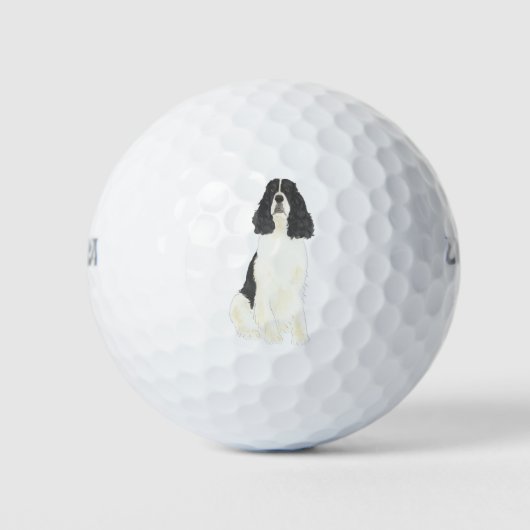 Schwarz-Weiß-Englisch Springer Spanisch Golfball (Vorderseite)