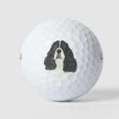 Schwarz-Weiß-Englisch Springer Spanisch Golfball (Vorderseite)