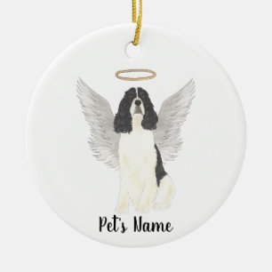 Schwarz & Weiß English Springer Spaniel Sympathie Keramik Ornament