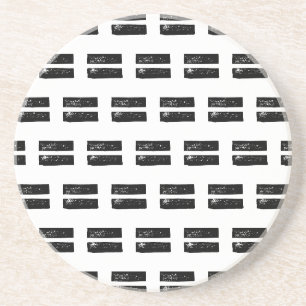 Schwarz-Weiß "Equals" Math Symbol Lino Cut Getränkeuntersetzer