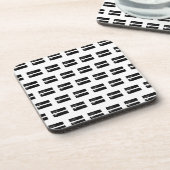 Schwarz-Weiß "Equals" Math Symbol Lino Cut Getränkeuntersetzer (Linke Seite)