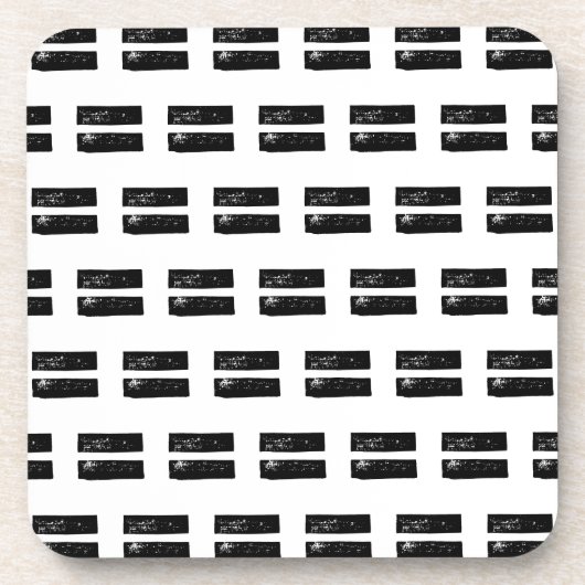 Schwarz-Weiß "Equals" Math Symbol Lino Cut Getränkeuntersetzer (Vorderseite)