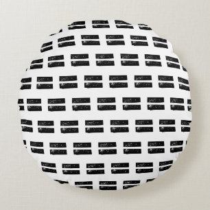 Schwarz-Weiß "Equals" Math Symbol Lino Cut Rundes Kissen