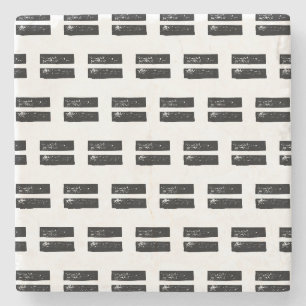 Schwarz-Weiß "Equals" Math Symbol Lino Cut Steinuntersetzer