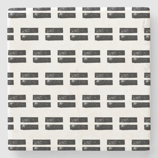 Schwarz-Weiß "Equals" Math Symbol Lino Cut Steinuntersetzer (Vorderseite)