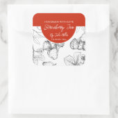 Schwarz-Weiß-Erdbeeren-Marke Quadratischer Aufkleber (Tasche)